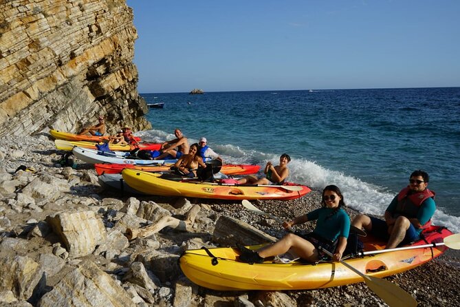 Budva Bay: Kayak & SUP Tour to Coastal Caves - Calypso Beach break: a secluded-feeling rest with real swim time