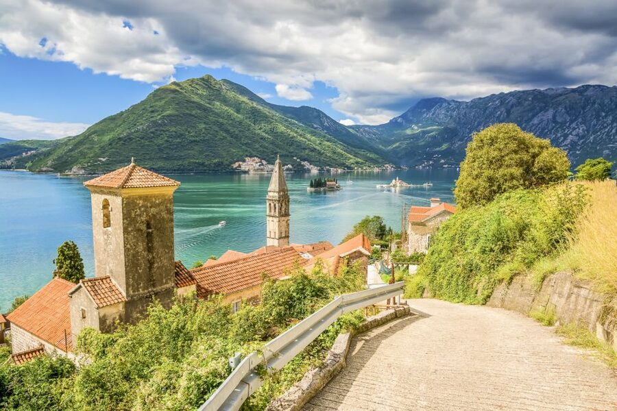 Perast and the two islands in the Bay of Kotor